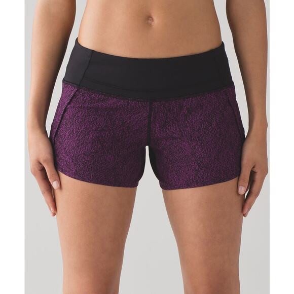 Lululemon Run Times Short Purple Black Size 6 Athletic Gym Workout Running - Picture 2 of 16